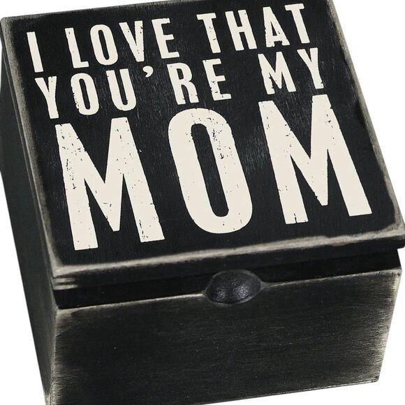 I Love That You're My Mom Wooden Hinged Trinket Box 4" x 4" x 2.75" NEW - Picture 3 of 7
